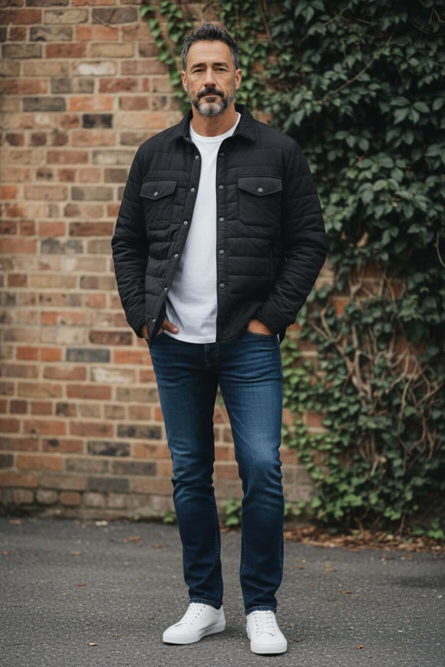 Pure Navy Quilted Shirt Jacket on SALE